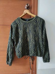 Olive Green Zebra Print Sweatshirt 💚