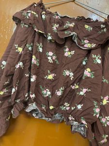 Brown Floral Crop Top