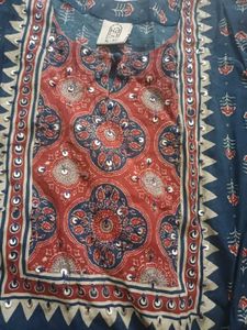 Blue Printed Kurta with Mirror Work Salwar suit