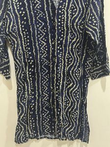 Stylish Blue Bandhani Print Kurta