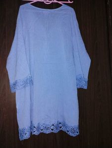 Powder blue Cotton Kurta with Lace