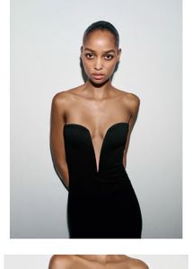 Zara limited edition Black Strapless V-Neck M