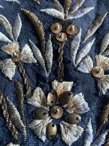 Embroidered Navy Blue Skirt