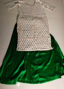Elegant Kurta with Green Skirt Set