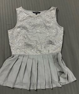 Elegant Silver Lace Top