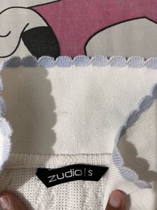 Cute White Textured Polo Top
