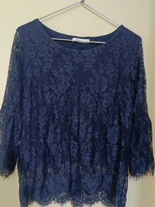 Elegant Navy Lace Top