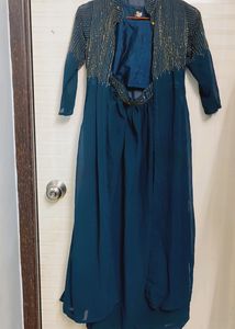Elegant Teal Embellished Indian Outfit..