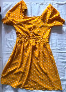 Chic Yellow Puff Sleeve Mini Dress