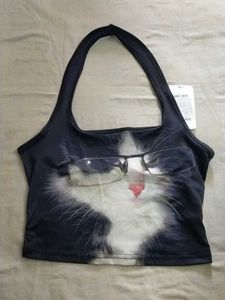 Cute Cat Glasses Crop Top