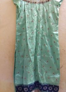 Elegant Mint Green Embroidered Kurti Set