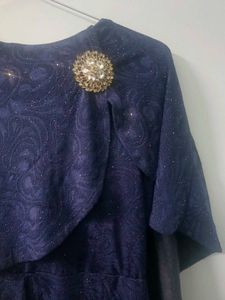Elegant Navy Blue Embellished Gown