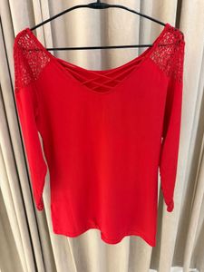 Red Lace Detail Top