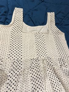 White Cotton Polka Dot Fit &amp; Flare Midi Sundress