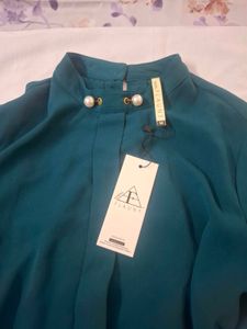 Elegant Green Long Sleeve Blouse