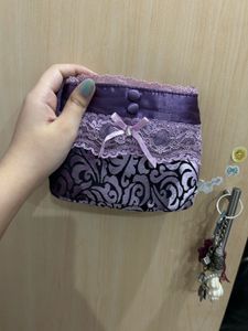 SALE Cute Purple Small Hand Bag with Lace