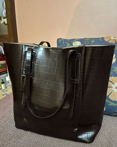 Zara Chic Croc Embossed Tote Bag