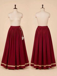 #Navratri deep red Skirt with Gold Border
