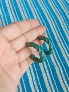 Green Twisted Hoop Earrings