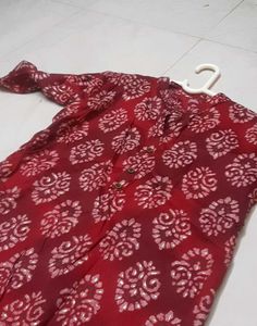 Red Print Button-Down Top