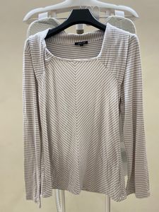 Striped Long-Sleeve Top with Square Neck