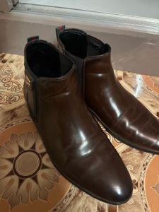 Gucci Brown Leather Chelsea Boots(first copy)