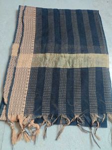 Elegant Green Floral Silk Blend Dupatta with Golde