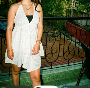 White Halter Neck Lace Dress