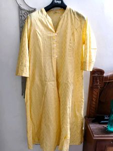 Max Women Yellow Printed A-line Kurta XXL