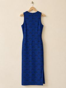 Chic Blue Sleeveless Midi Dress