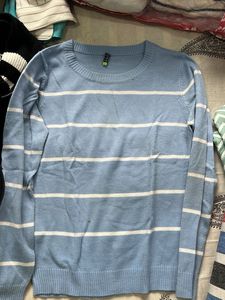 Light Blue Striped Knit sweater