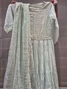 Elegant Pastel Green Kurta Set with Dupatta