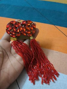 Red Tassel Statement Earrings