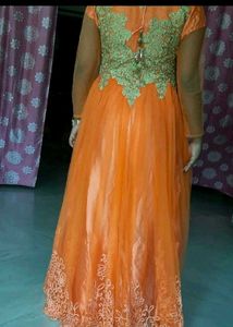 Stunning Orange Embellished Gown