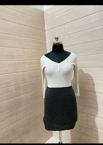 MANGO Chic Two-Tone Mini Dress