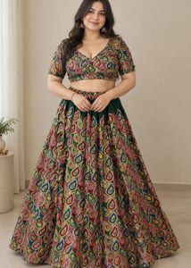 Embroidered Peacock Motif Lehenga Choli