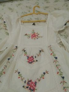 Embroidered White Midi Dress