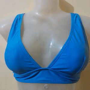 Light Blue Triangle Bikini Top