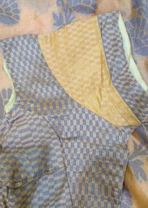Peach and Slate Floral Banarasi Fabric