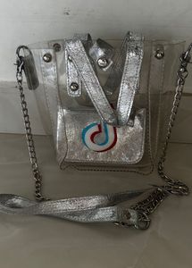 Silver Clear Tote Bag with Pouch