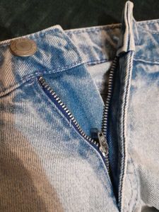 Bershka Light Blue Lace-Up Denim Shorts