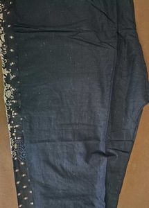 Elegant Black &amp; White Printed Kurta Set with Dupat