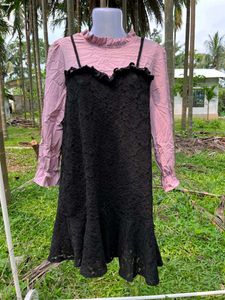 Pink & Black Lace Dress