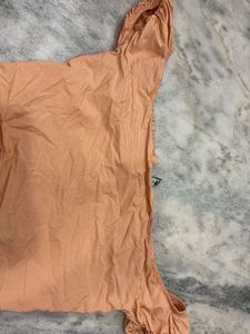 newme vintage Peach Ruffled crop top