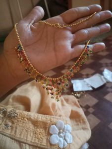 Gold Plated Multi-Color Beaded Necklace