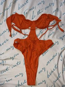 Orange High Cut Bikini Set