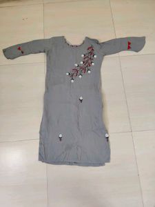 Grey Embroidered Kurta