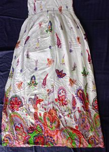 Boho Butterfly Print Strapless Maxi Dress
