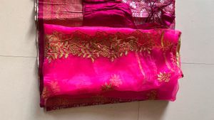 Vibrant Pink Silk unstitched lehenga with Blouse