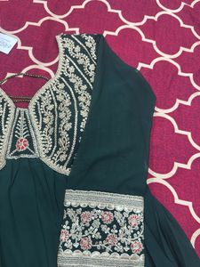 Elegant Teal Embroidered Ethnic Gown